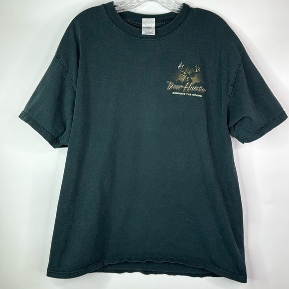 Vintage Delta Buck Wear Black Short Sleeve Deer Graphic Print Tshirt Size Large - Picture 2 of 6